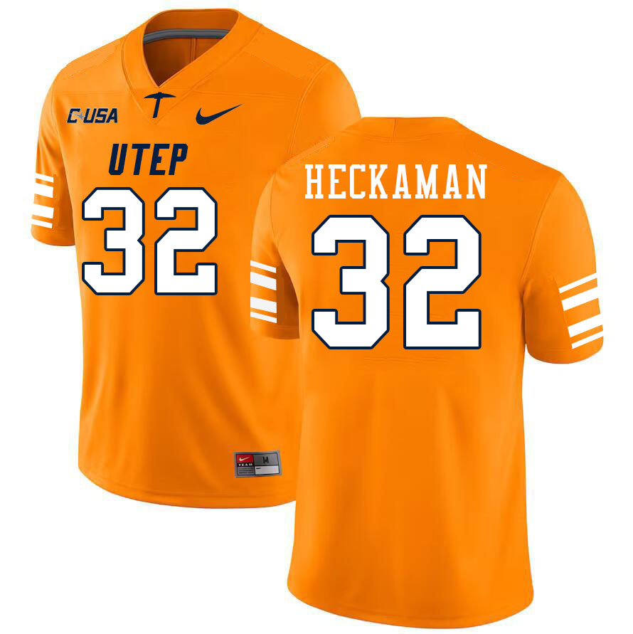 Men-Youth #32 Kheagian Heckaman UTEP Miners 2023 College Football Jerseys Stitched Sale-Orange
